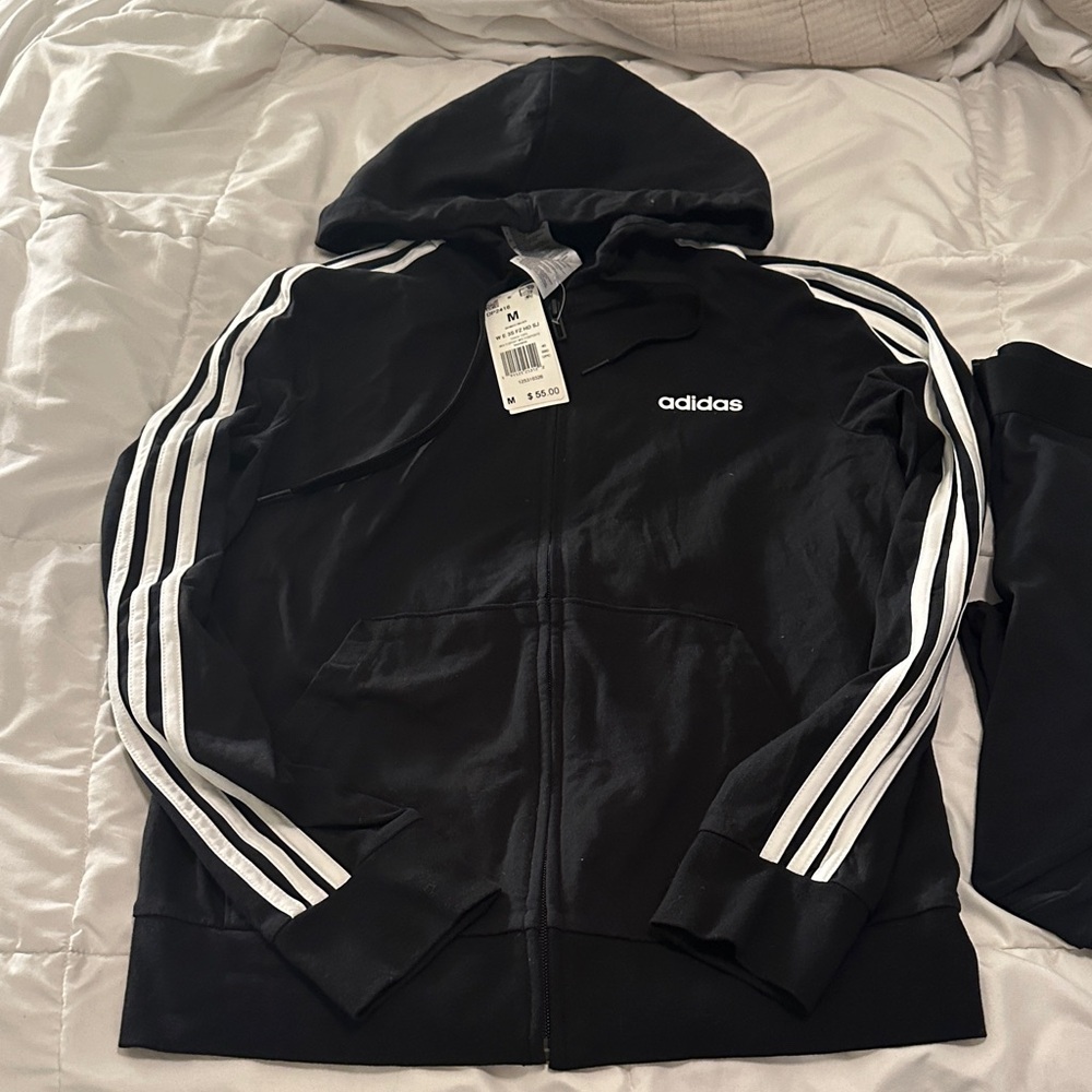 Adidas Black Zip-Up and Leggings Set